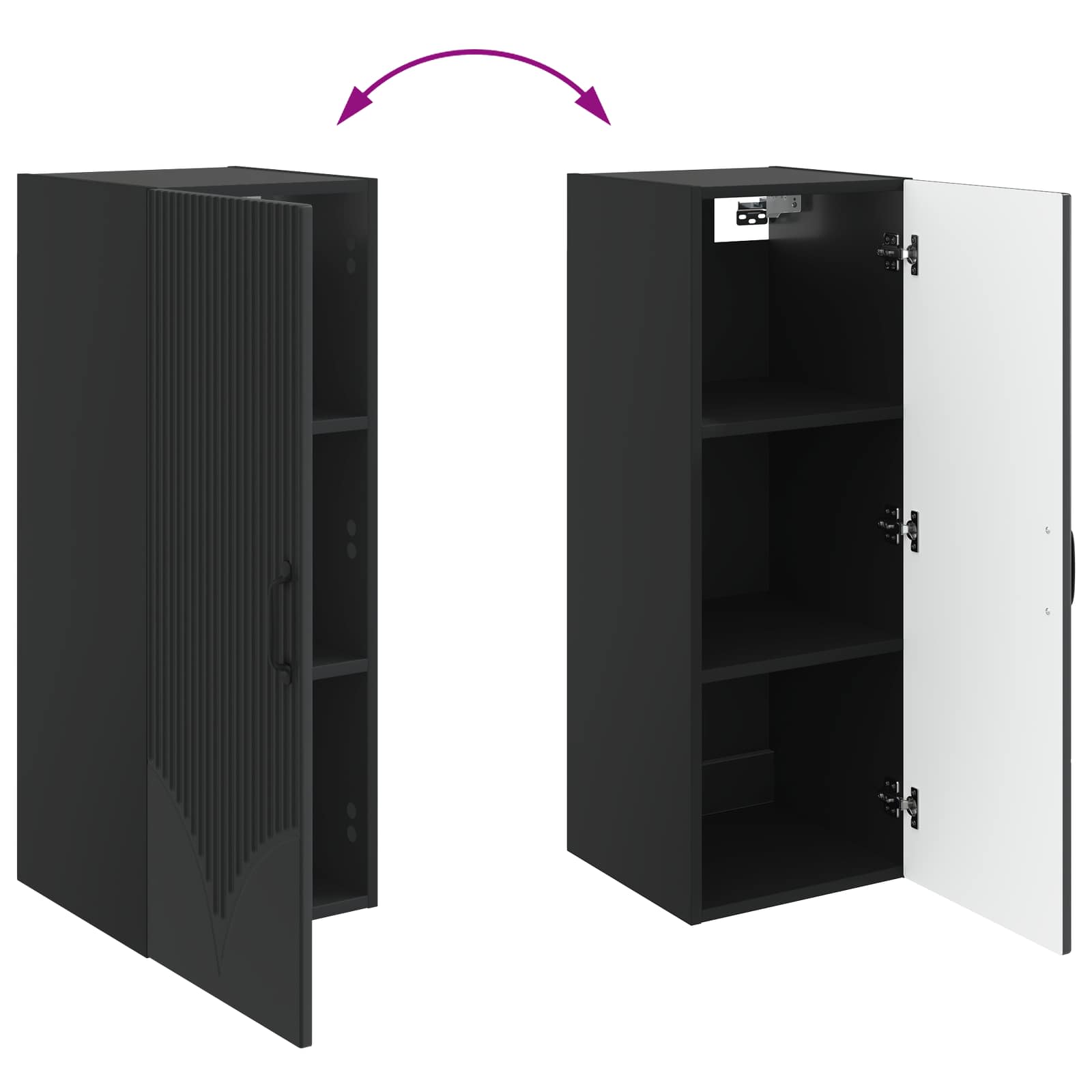 Wandschrank Schwarz 33 x 34,5 x 90 cm Holzwerkstoff