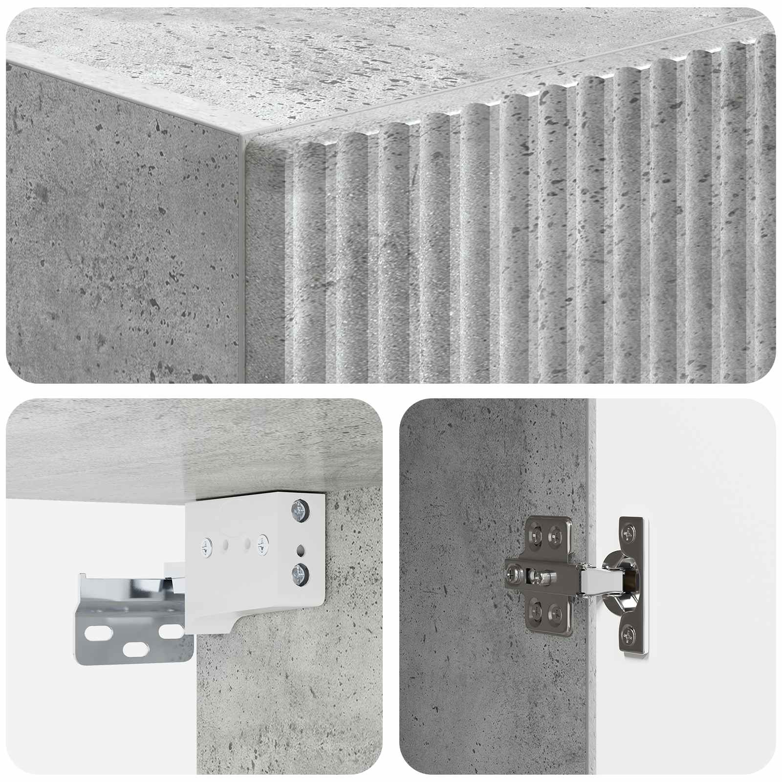 Wandschrank Betongrau 33 x 34,5 x 90 cm Holzwerkstoff