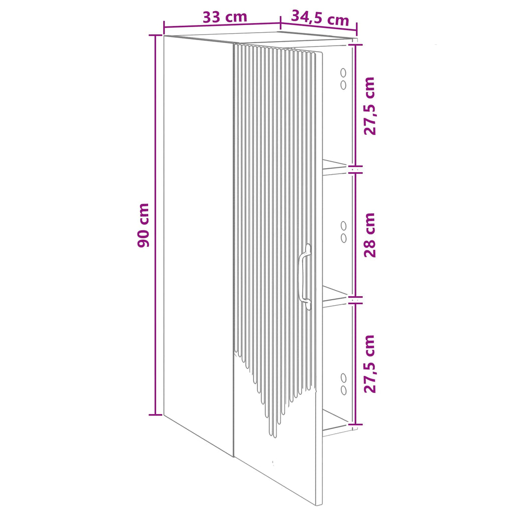 Wandschrank Geräucherte Eiche 33 x 34,5 x 90 cm Holzwerkstoff