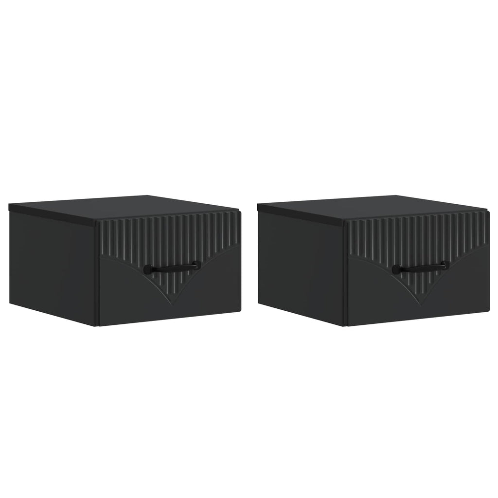 Wandmontierter Nachttisch 2 pcs Schwarz 34,5 x 33 x 20 cm