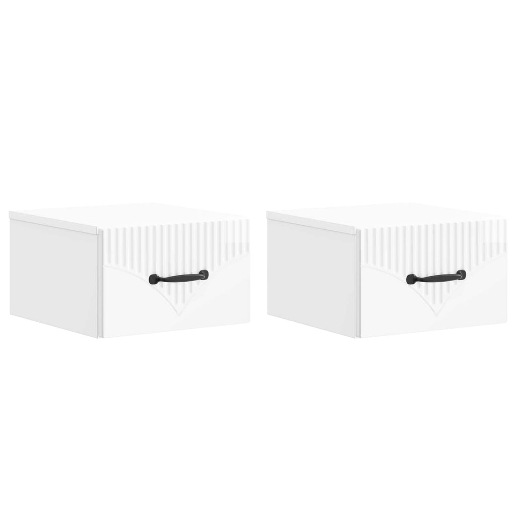 Wandmontierter Nachttisch 2 pcs Hochglanz Weiß Holzwerkstoff