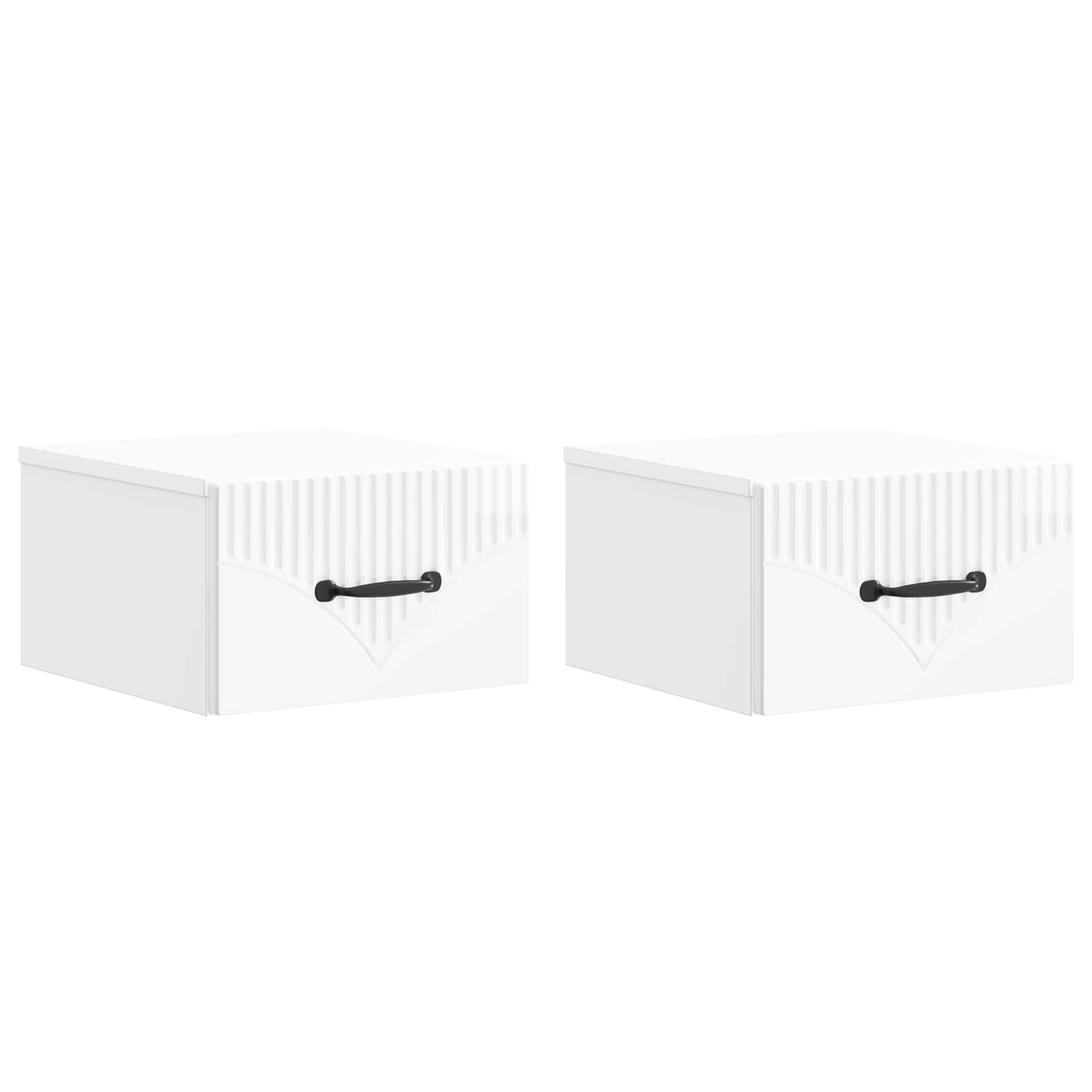Wandmontierter Nachttisch 2 pcs Hochglanz Weiß Holzwerkstoff