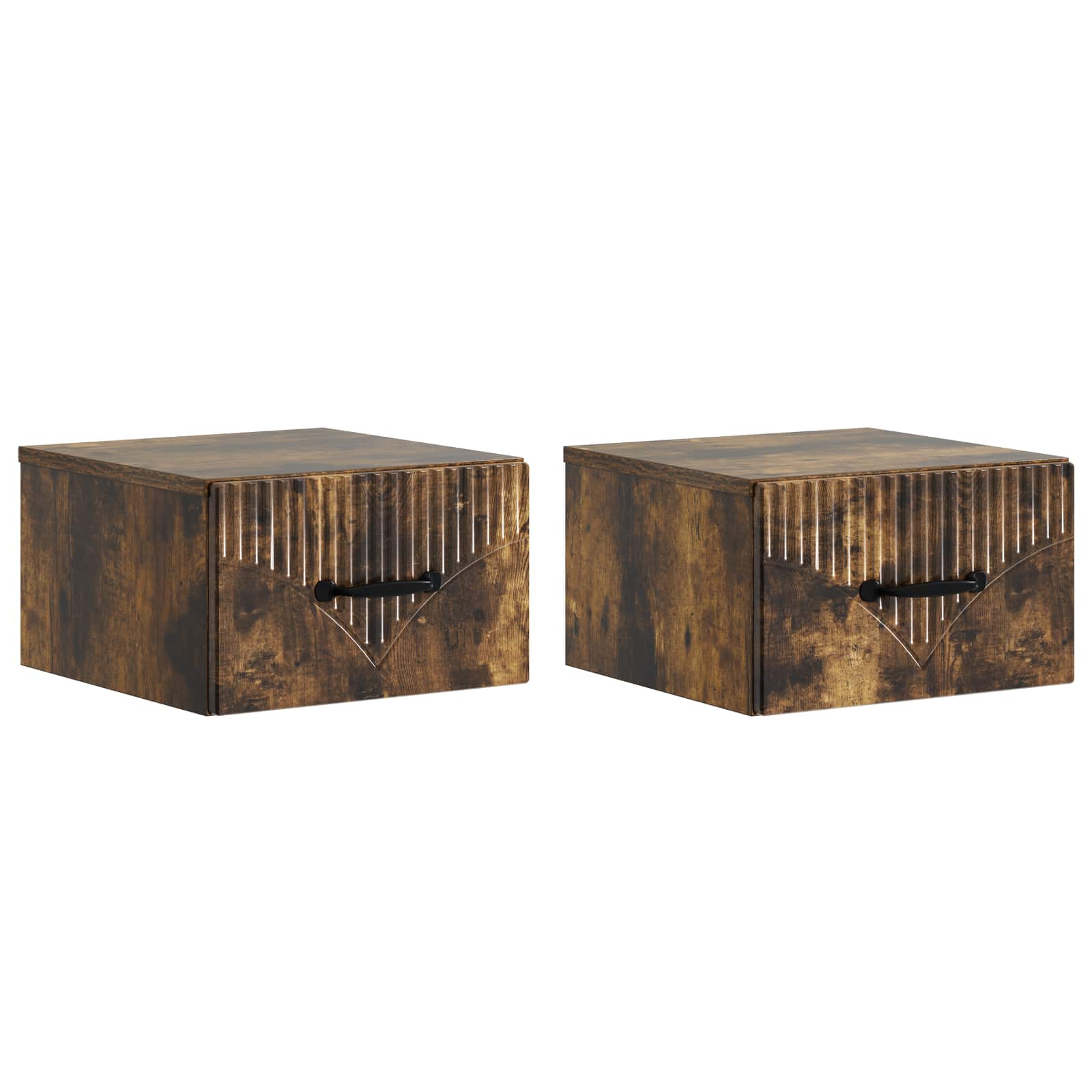 Wandmontierter Nachttisch 2 pcs Geräucherte Eiche Holzwerkstoff