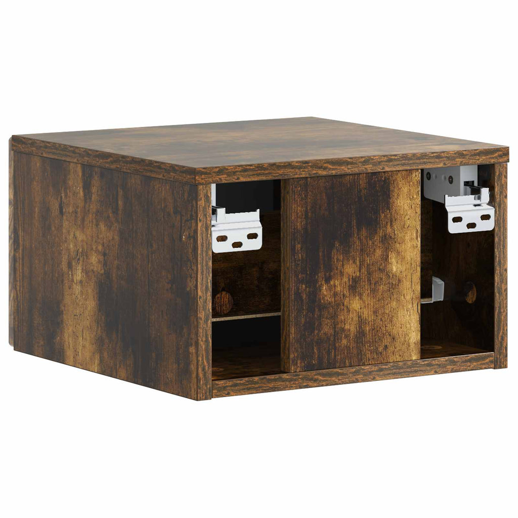 Wandmontierter Nachttisch 2 pcs Geräucherte Eiche Holzwerkstoff