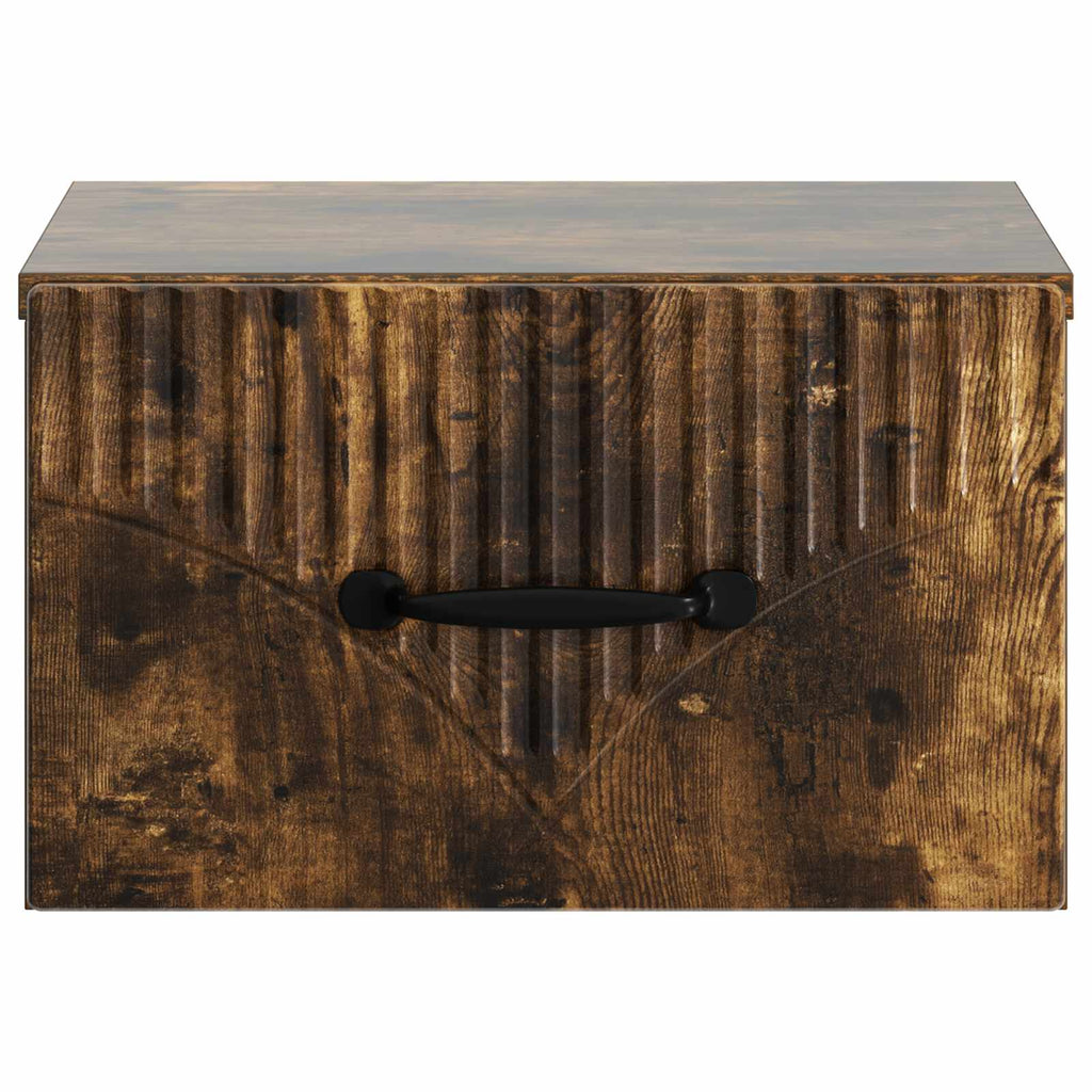 Wandmontierter Nachttisch 2 pcs Geräucherte Eiche Holzwerkstoff