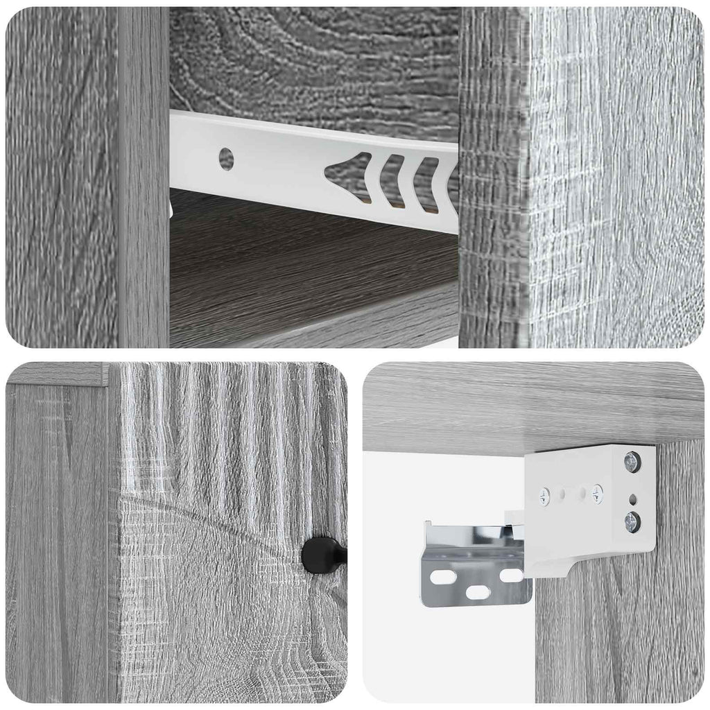 Wandmontierter Nachttisch Graues Sonoma 34,5 x 33 x 20 cm
