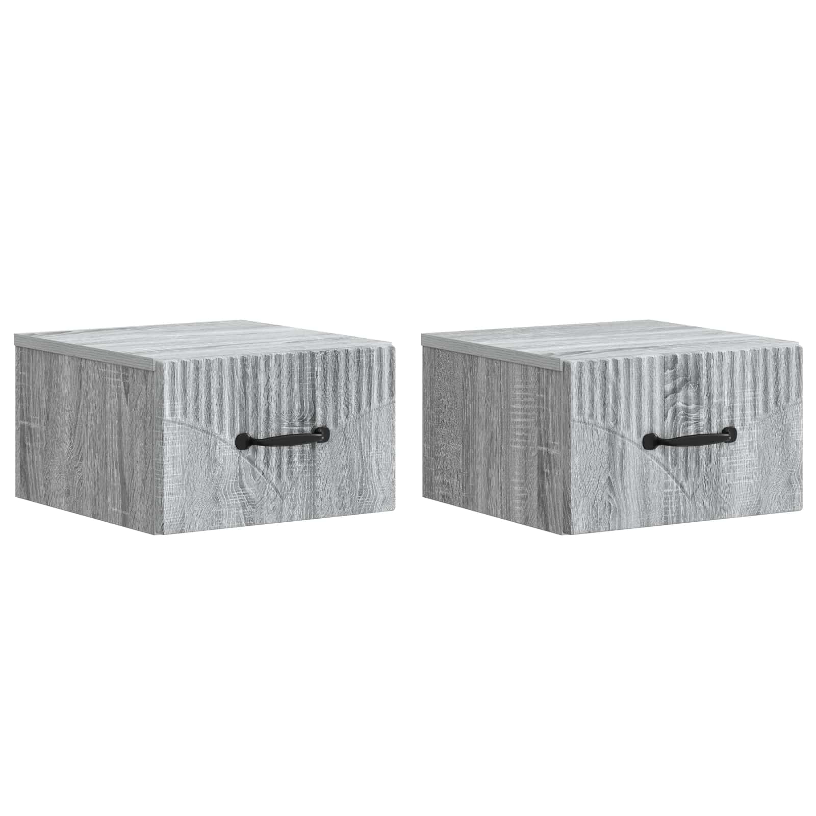 Wandmontierter Nachttisch 2 pcs Graues Sonoma 34,5 x 33 x 20 cm