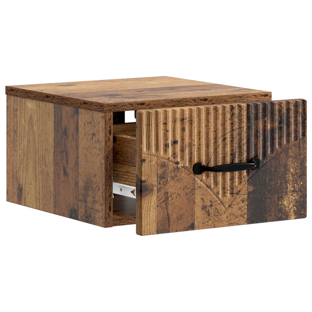 Wandmontierter Nachttisch Altholz 34,5 x 33 x 20 cm