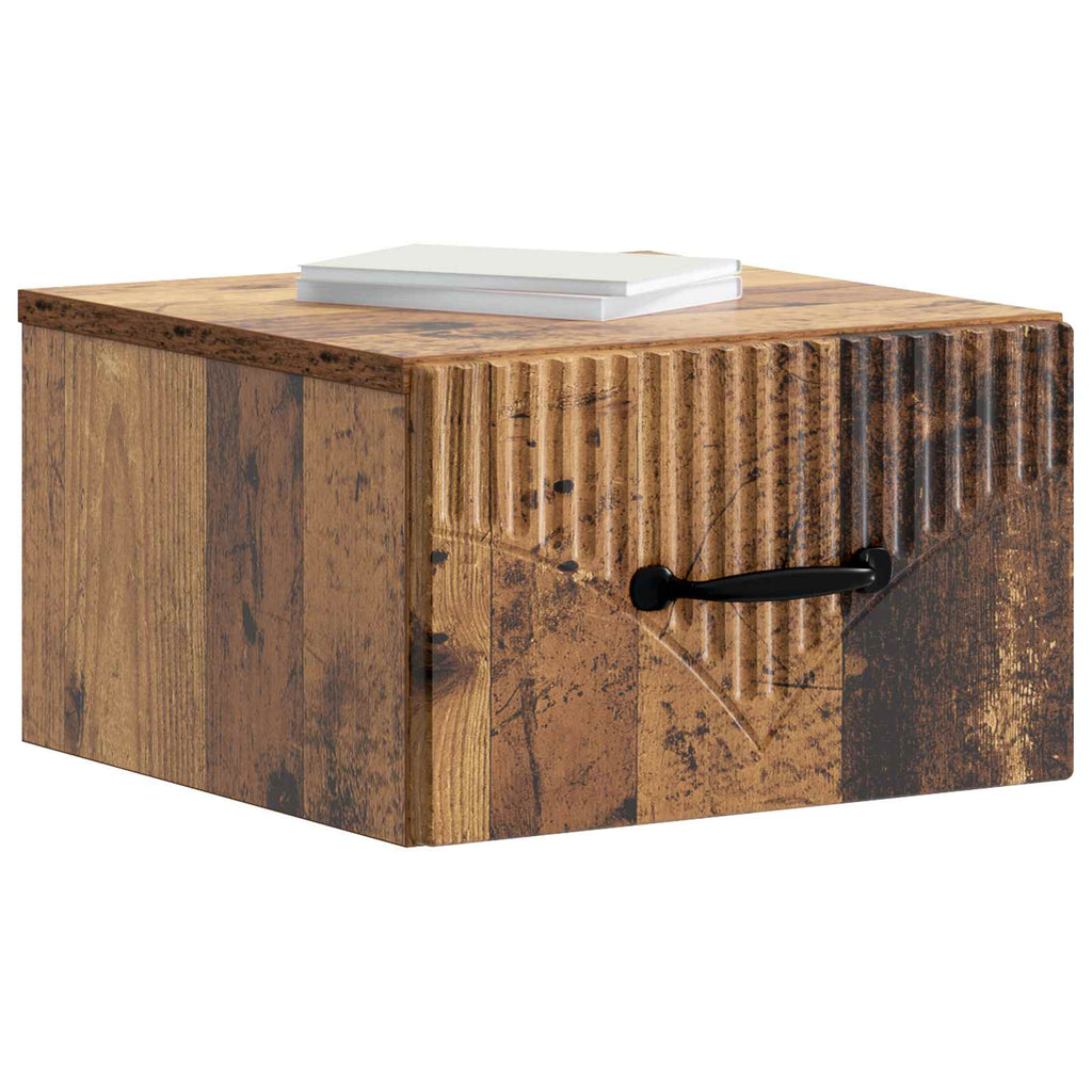 Wandmontierter Nachttisch Altholz 34,5 x 33 x 20 cm