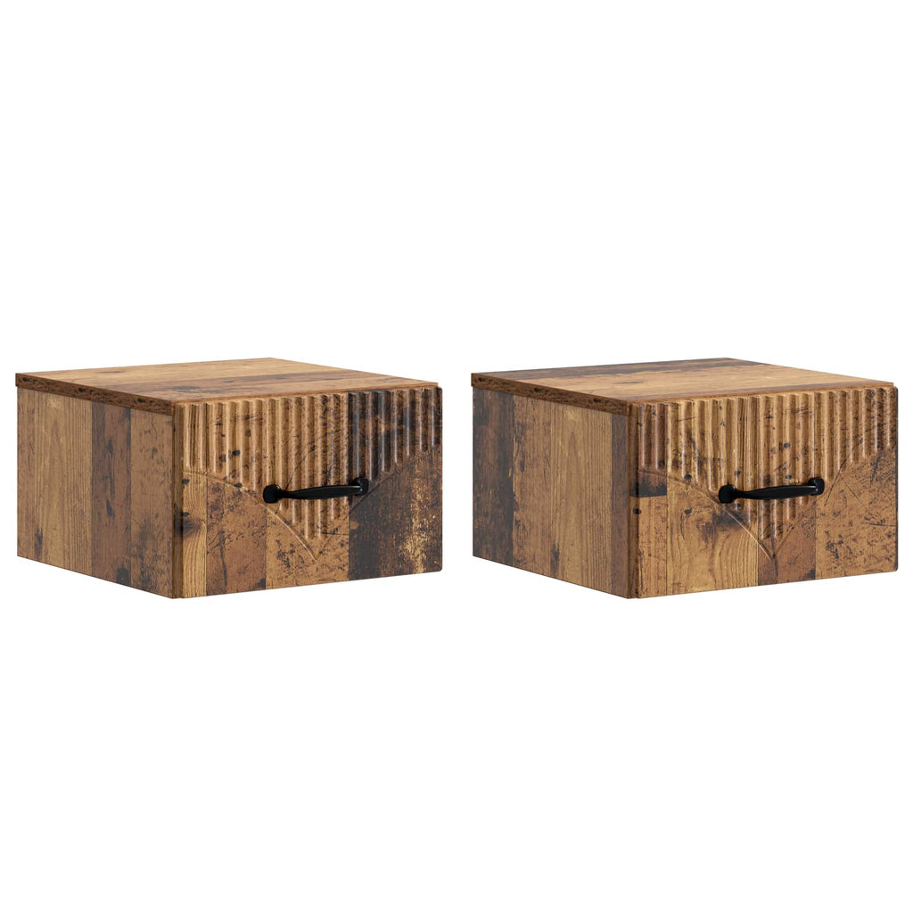 Wandmontierter Nachttisch 2 pcs Altholz 34,5 x 33 x 20 cm