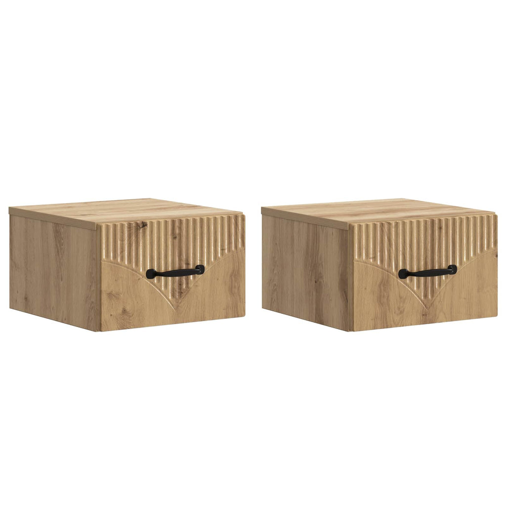 Wandmontierter Nachttisch 2 pcs Artisan-Eiche 34,5 x 33 x 20 cm