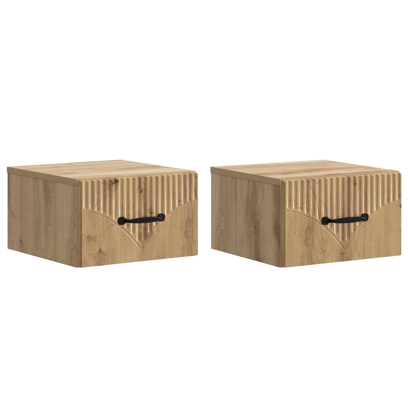 Wandmontierter Nachttisch 2 pcs Artisan-Eiche 34,5 x 33 x 20 cm