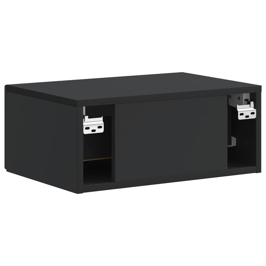 Wandmontierter Nachttisch Schwarz 49 x 34,5 x 20 cm