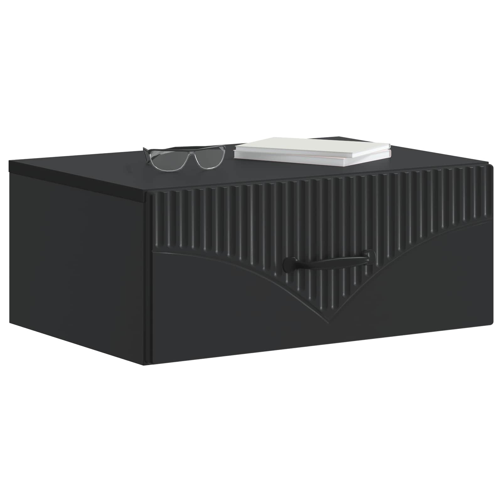 Wandmontierter Nachttisch Schwarz 49 x 34,5 x 20 cm