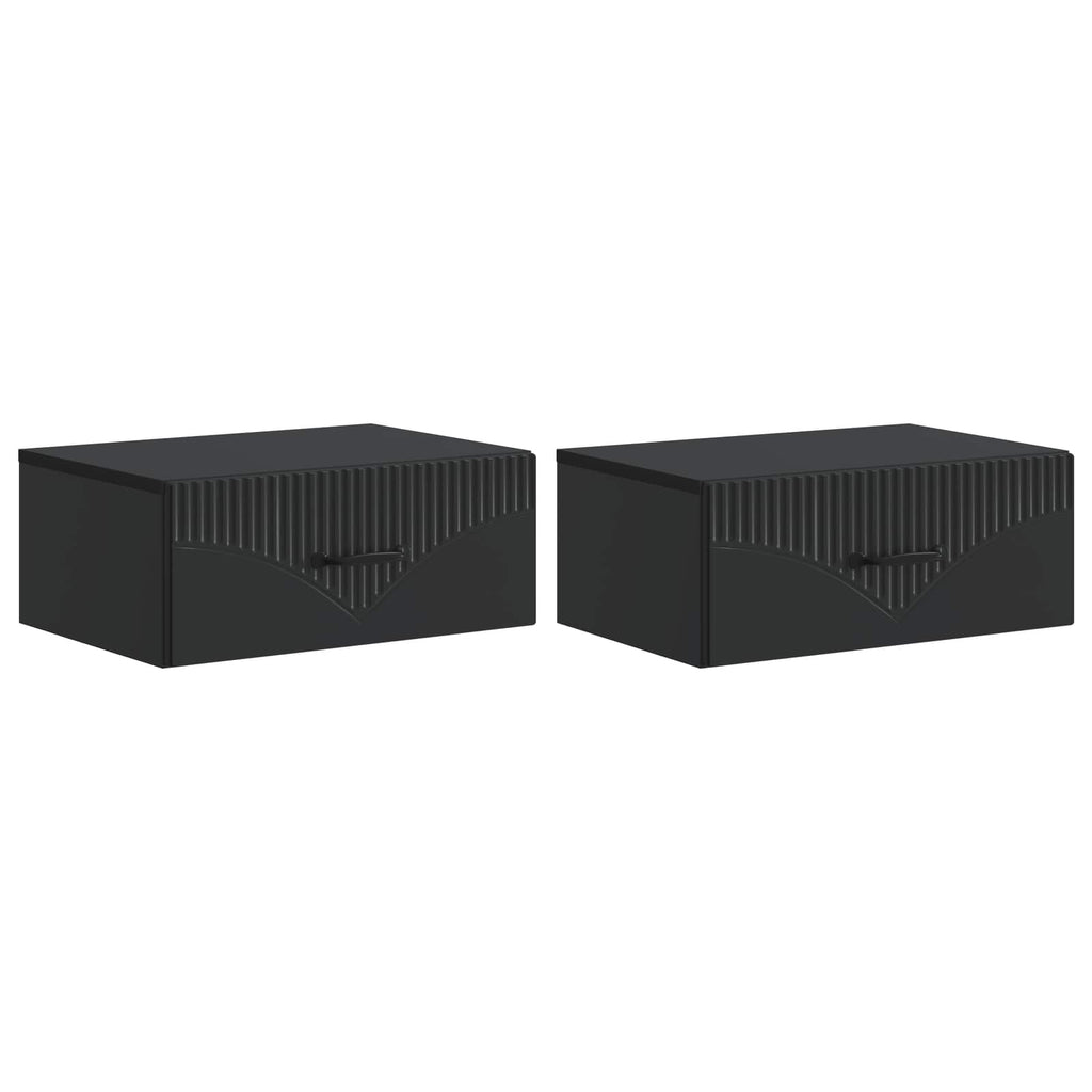 Wandmontierter Nachttisch 2 pcs Schwarz 49 x 34,5 x 20 cm