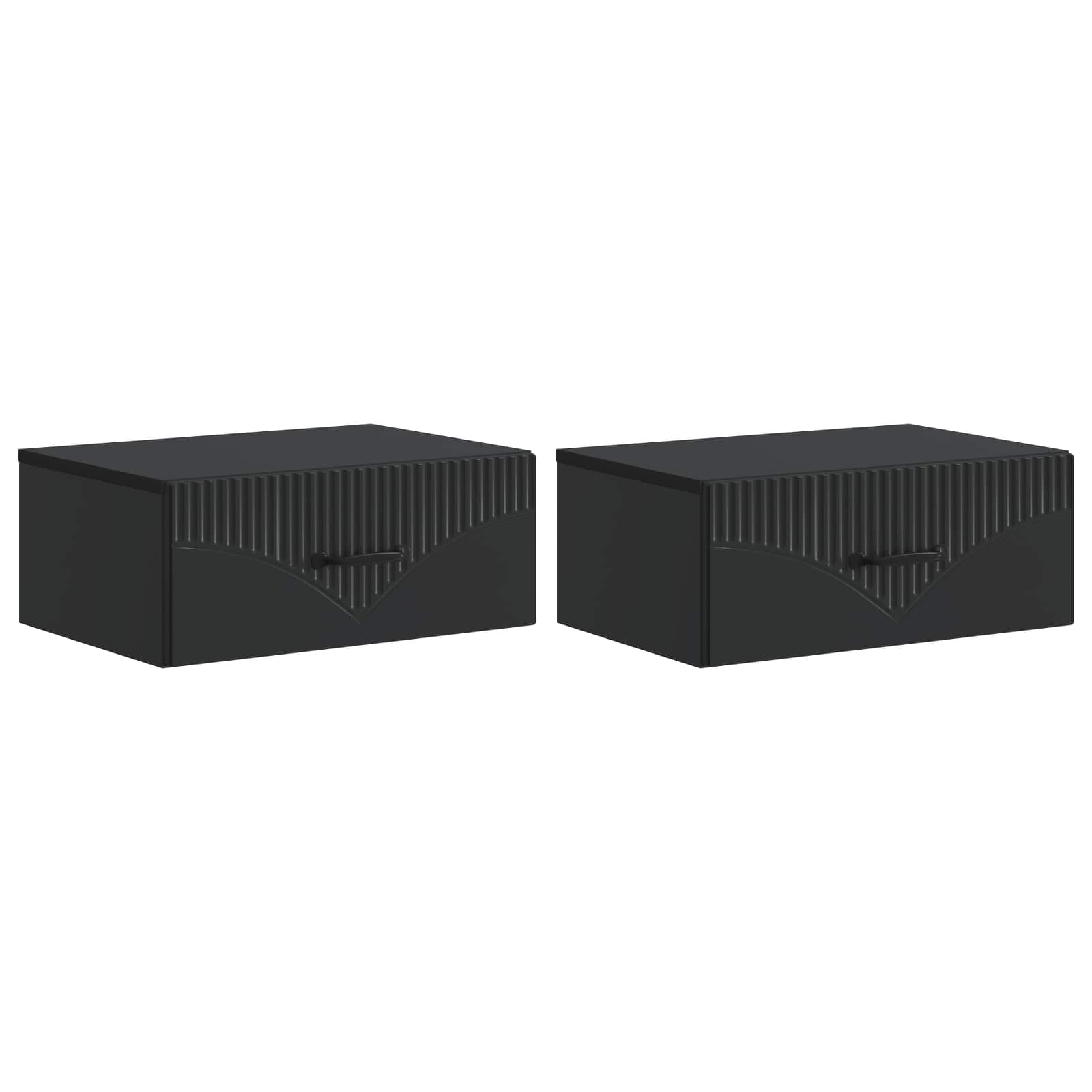 Wandmontierter Nachttisch 2 pcs Schwarz 49 x 34,5 x 20 cm