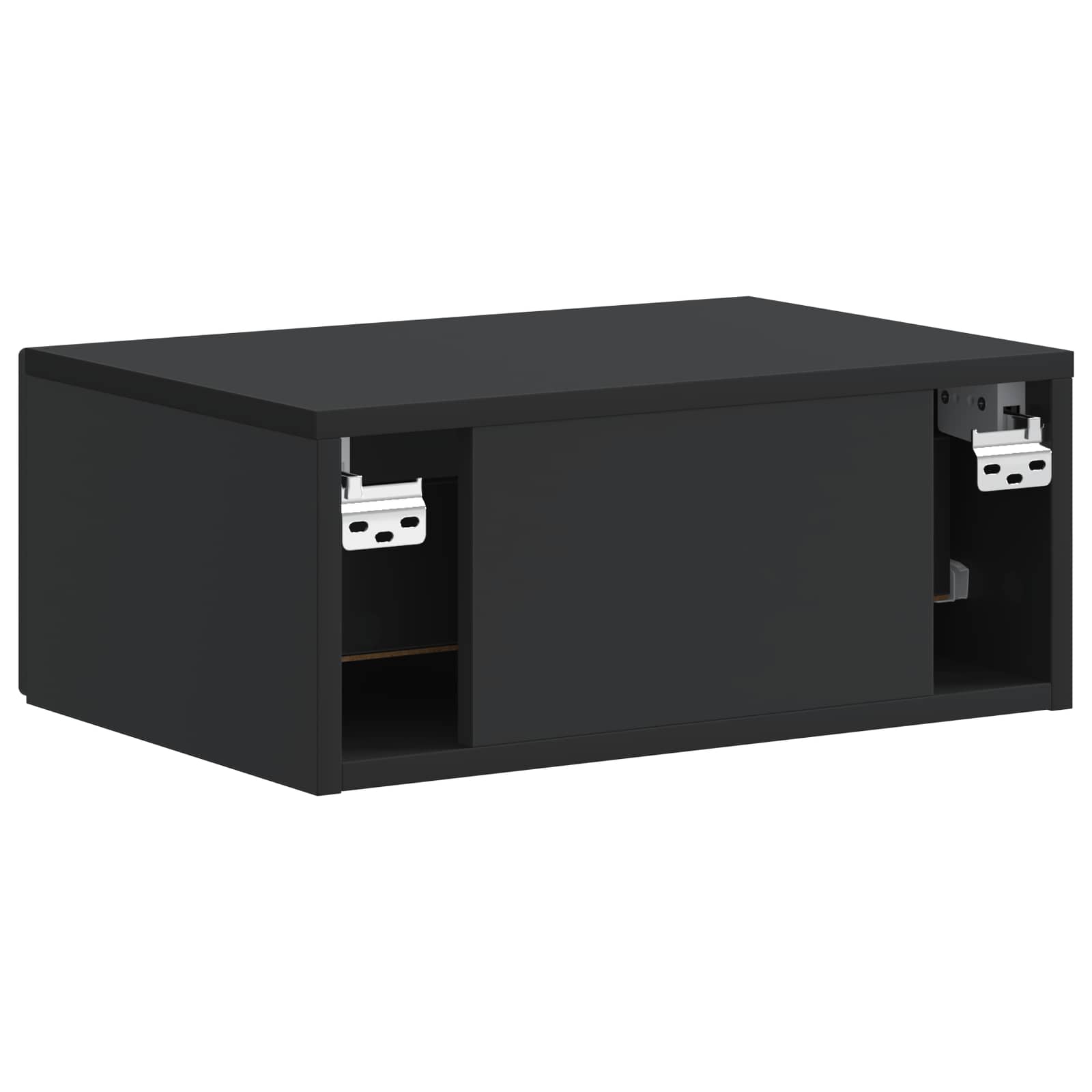 Wandmontierter Nachttisch 2 pcs Schwarz 49 x 34,5 x 20 cm