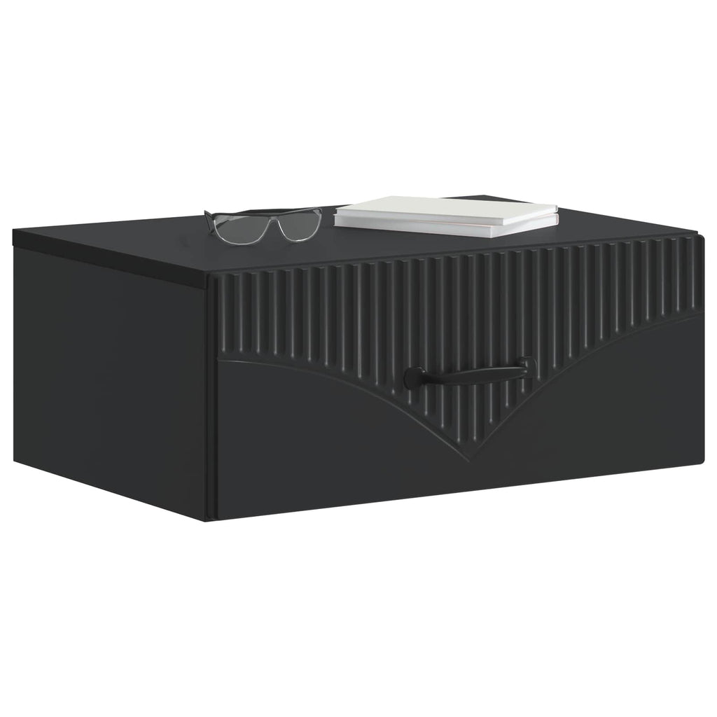 Wandmontierter Nachttisch 2 pcs Schwarz 49 x 34,5 x 20 cm
