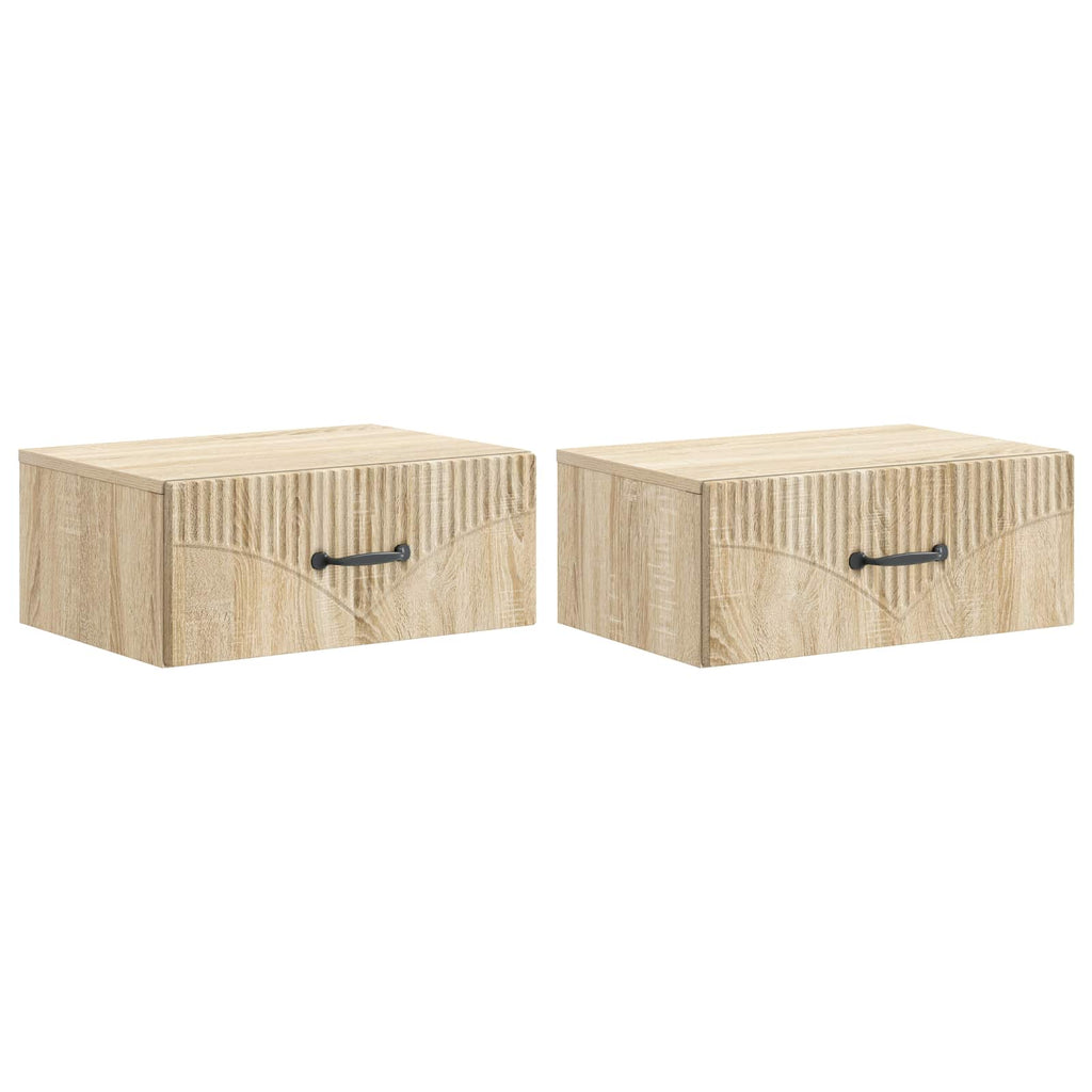 Wandmontierter Nachttisch 2 pcs Sonoma-Eiche 49 x 34,5 x 20 cm