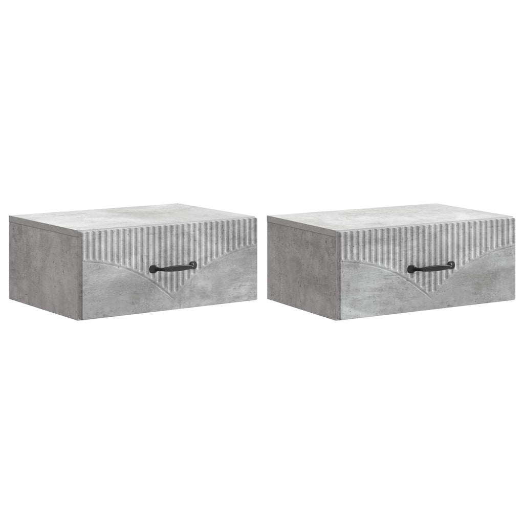 Wandmontierter Nachttisch 2 pcs Betongrau 49 x 34,5 x 20 cm