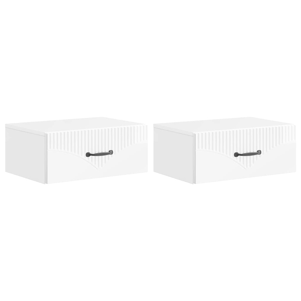 Wandmontierter Nachttisch 2 pcs Hochglanz Weiß Holzwerkstoff