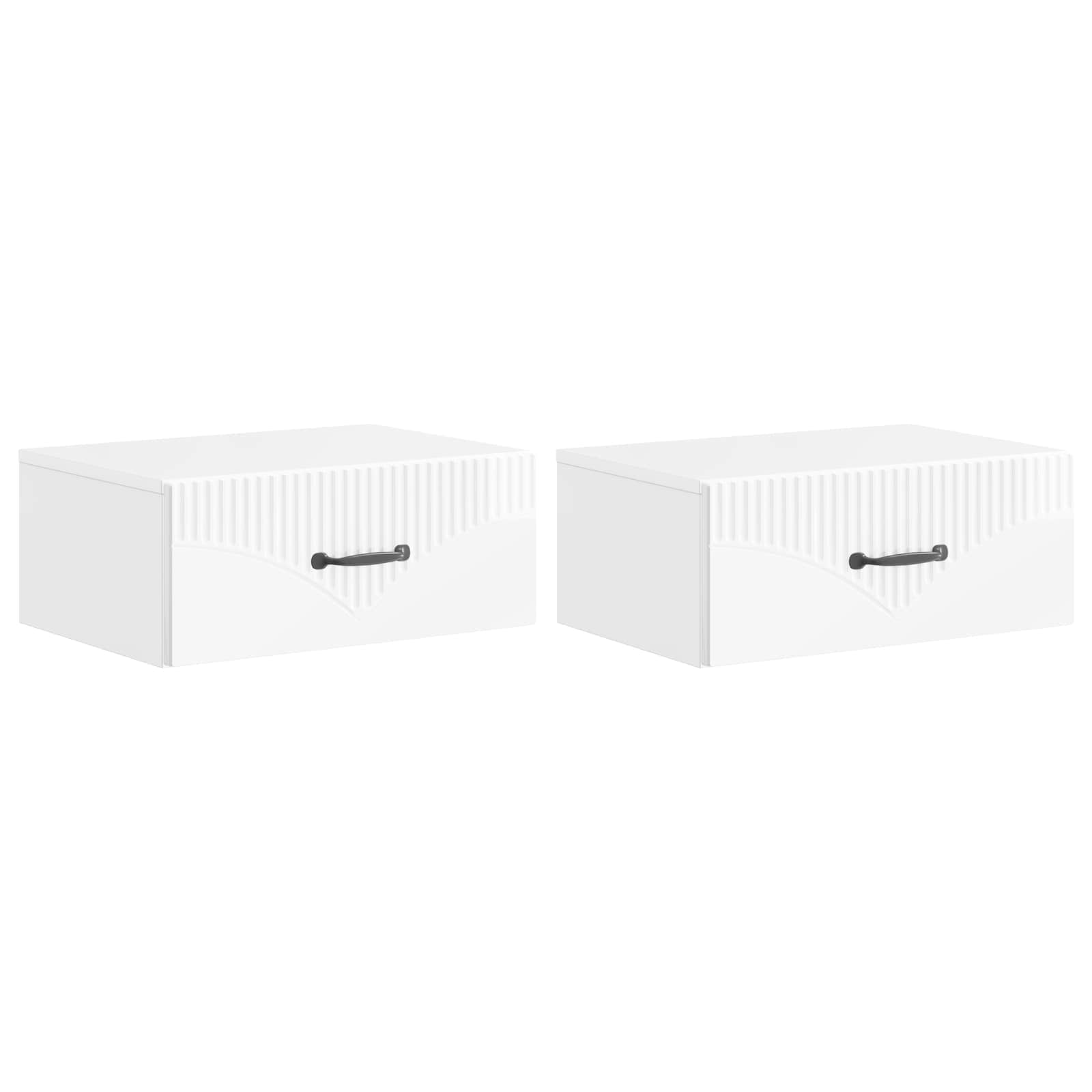 Wandmontierter Nachttisch 2 pcs Hochglanz Weiß Holzwerkstoff