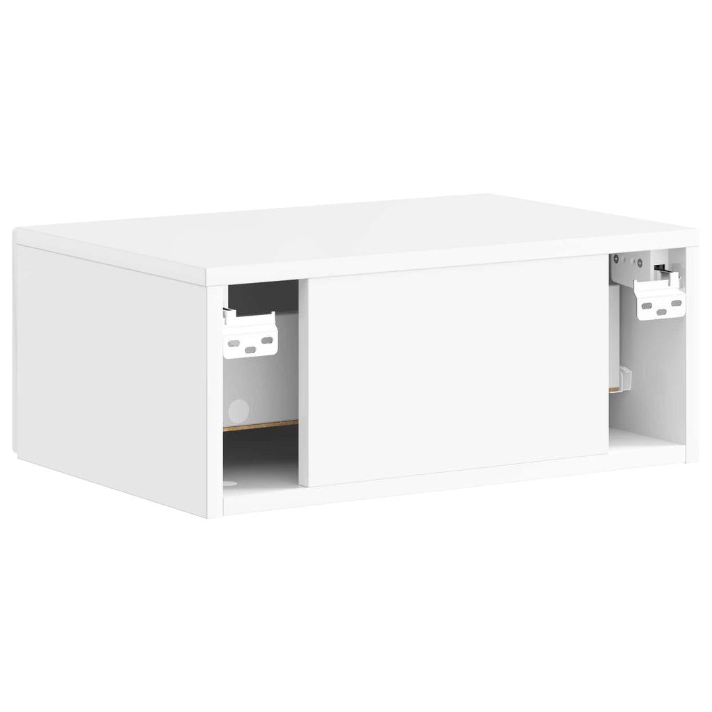 Wandmontierter Nachttisch 2 pcs Hochglanz Weiß Holzwerkstoff