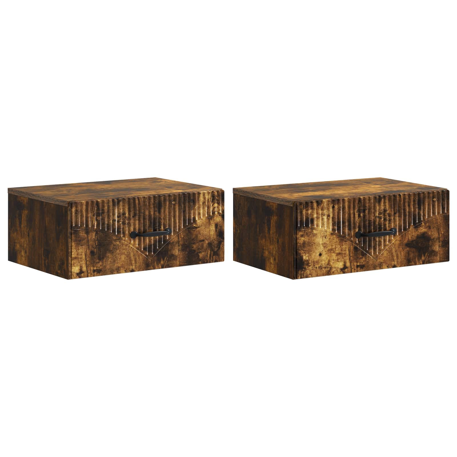 Wandmontierter Nachttisch 2 pcs Geräucherte Eiche Holzwerkstoff