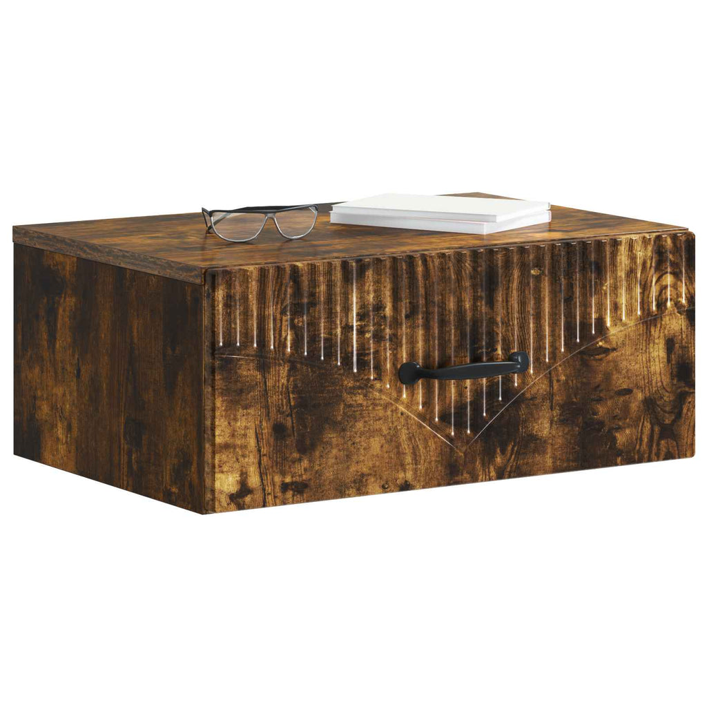 Wandmontierter Nachttisch 2 pcs Geräucherte Eiche Holzwerkstoff