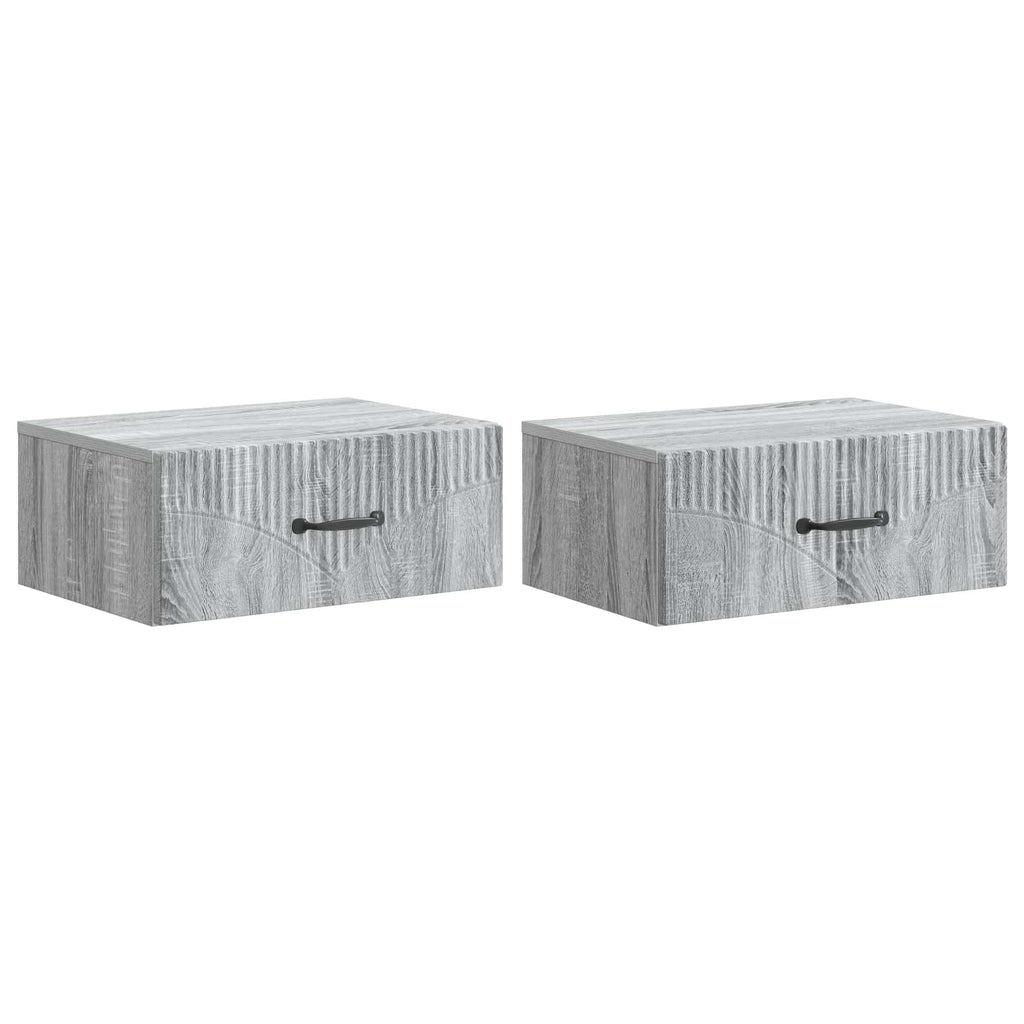 Wandmontierter Nachttisch 2 pcs Graues Sonoma 49 x 34,5 x 20 cm