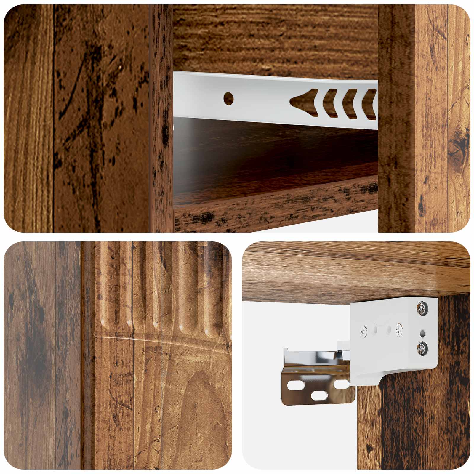 Wandmontierter Nachttisch Altholz 49 x 34,5 x 20 cm