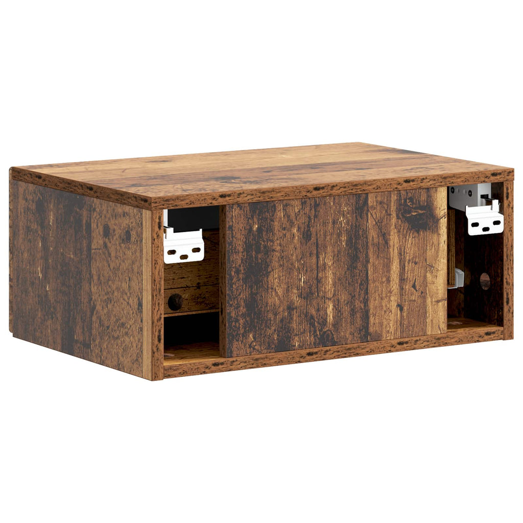Wandmontierter Nachttisch Altholz 49 x 34,5 x 20 cm