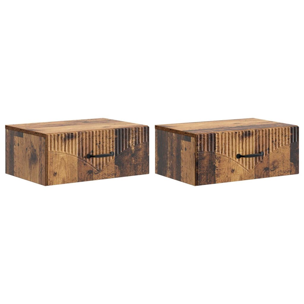 Wandmontierter Nachttisch 2 pcs Altholz 49 x 34,5 x 20 cm