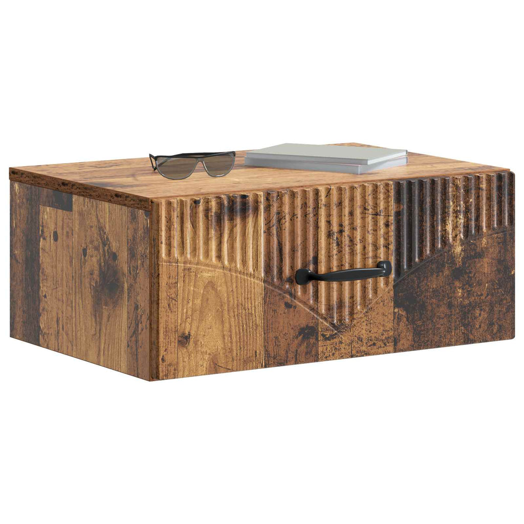 Wandmontierter Nachttisch 2 pcs Altholz 49 x 34,5 x 20 cm