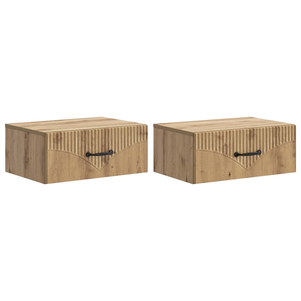 Wandmontierter Nachttisch 2 pcs Artisan-Eiche 49 x 34,5 x 20 cm