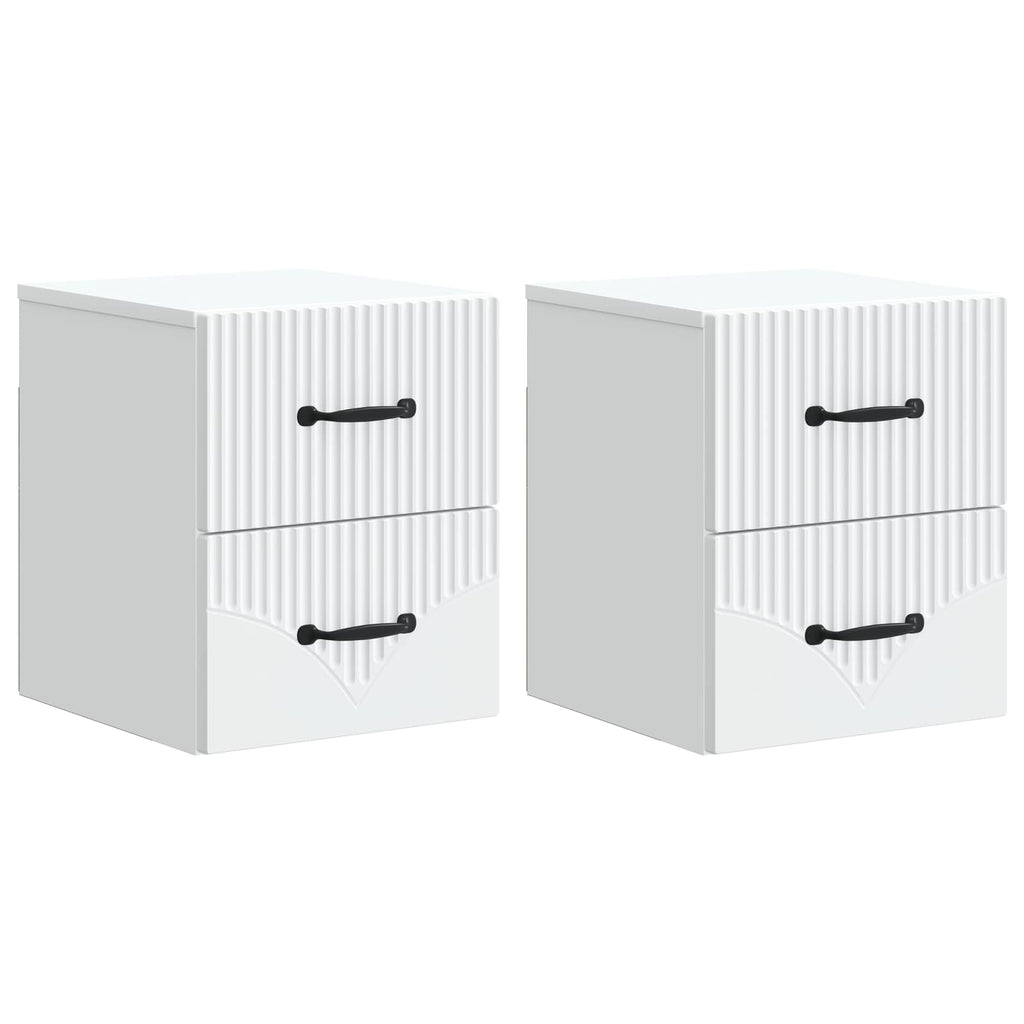 Wandmontierter Nachttisch 2 pcs Weiß 34,5 x 33 x 40 cm
