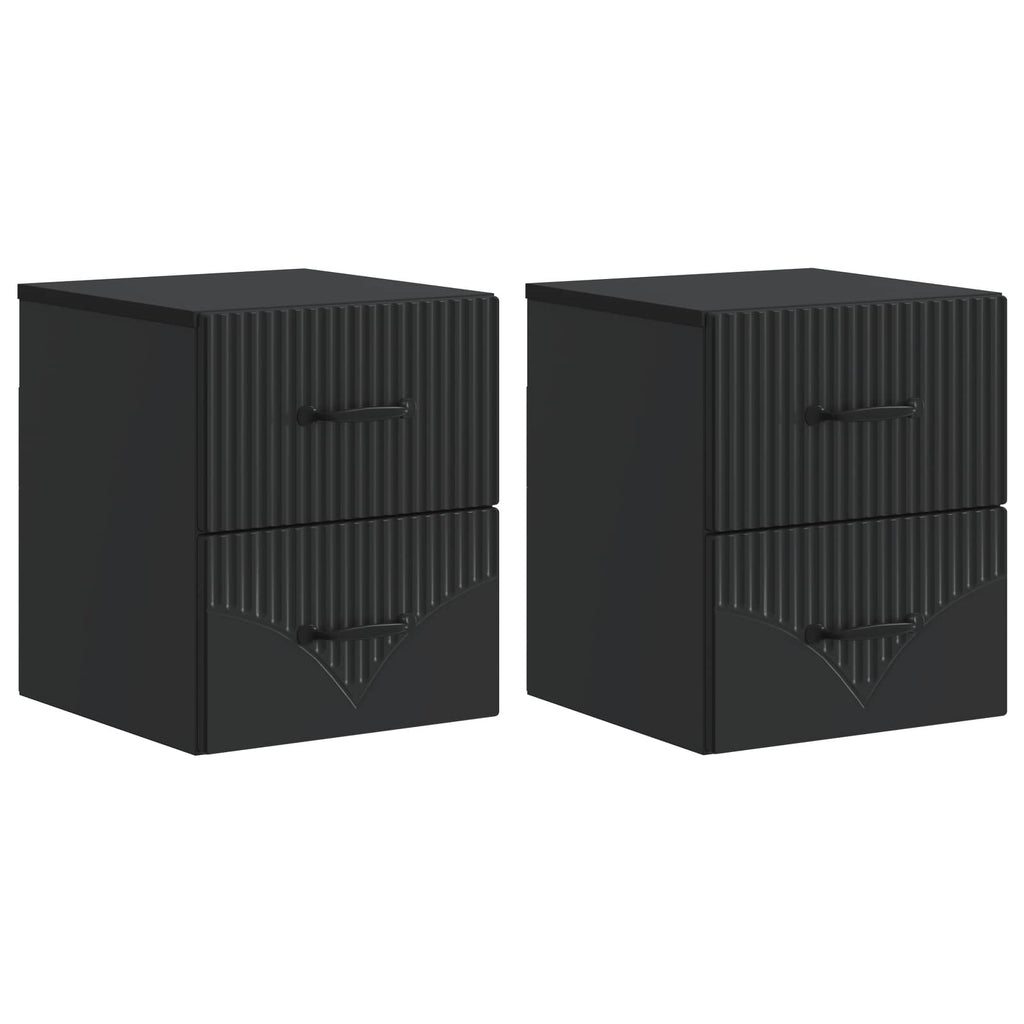 Wandmontierter Nachttisch 2 pcs Schwarz 34,5 x 33 x 40 cm