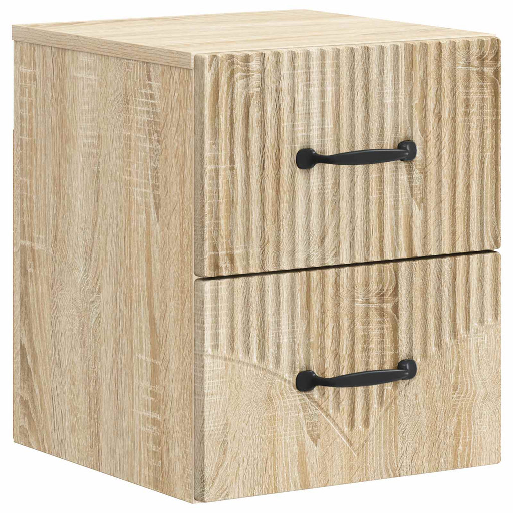 Wandmontierter Nachttisch 2 pcs Sonoma-Eiche 34,5 x 33 x 40 cm