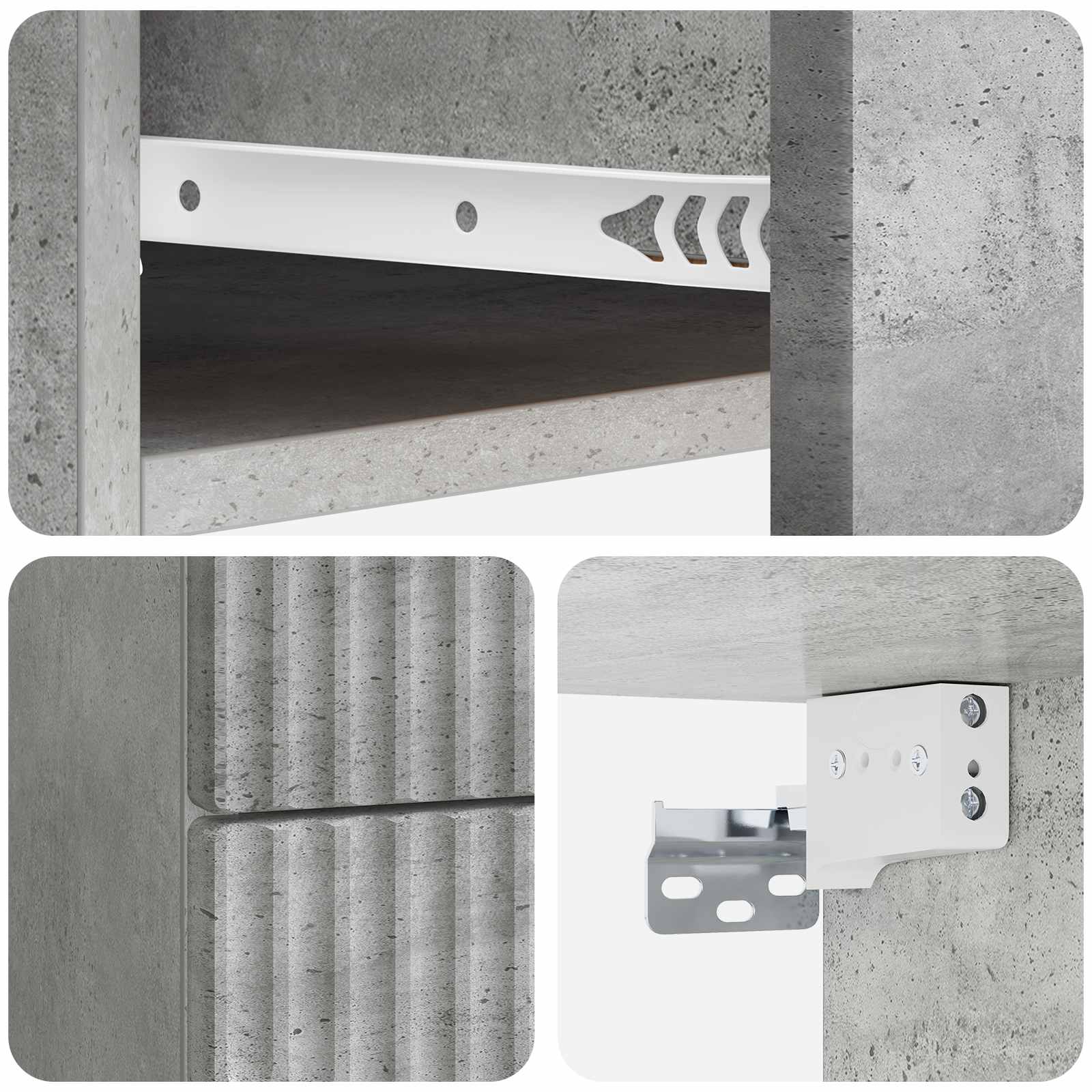 Wandmontierter Nachttisch 2 pcs Betongrau 34,5 x 33 x 40 cm