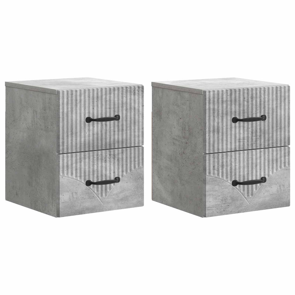 Wandmontierter Nachttisch 2 pcs Betongrau 34,5 x 33 x 40 cm