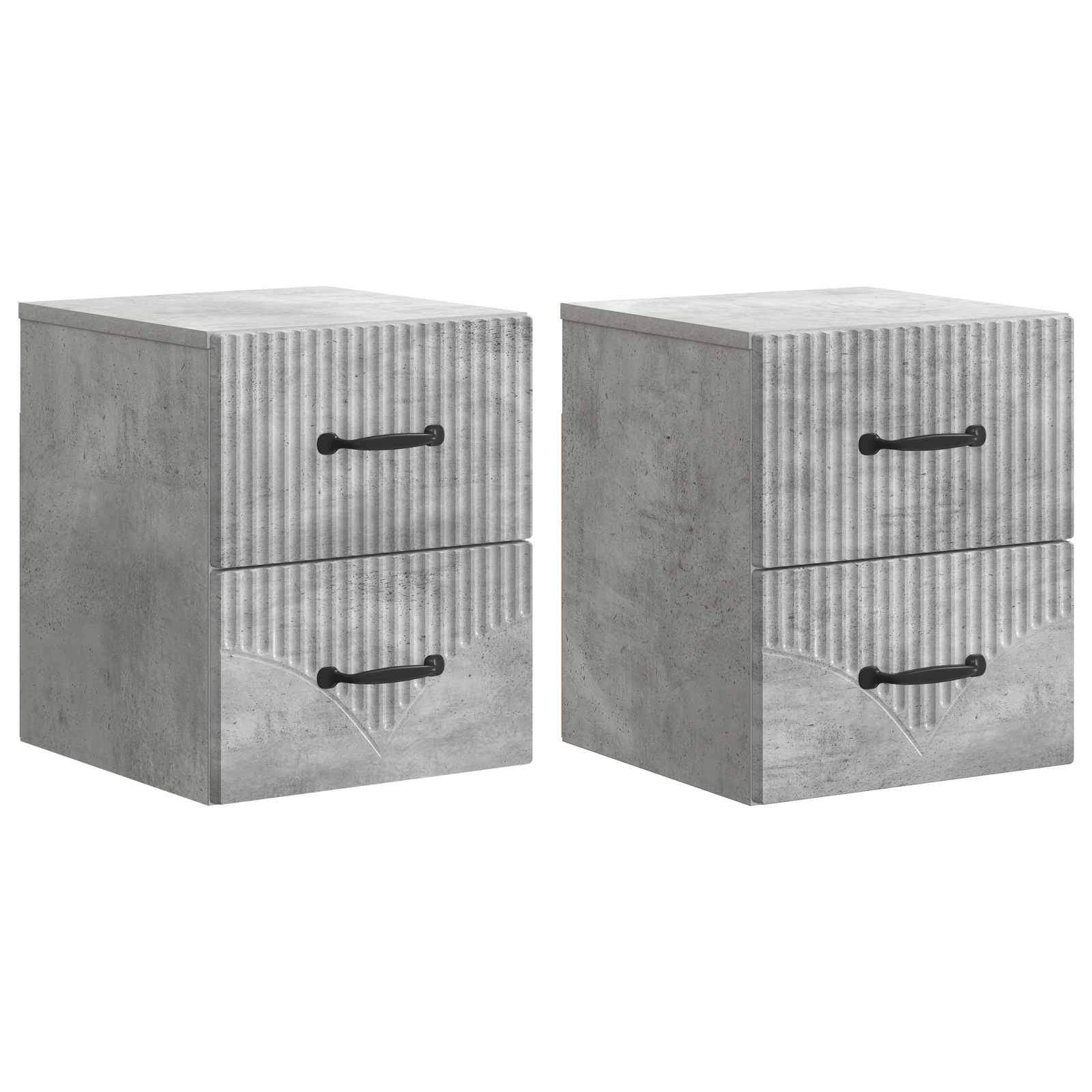 Wandmontierter Nachttisch 2 pcs Betongrau 34,5 x 33 x 40 cm