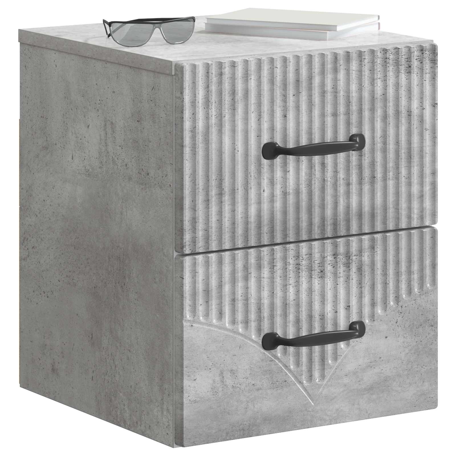 Wandmontierter Nachttisch 2 pcs Betongrau 34,5 x 33 x 40 cm