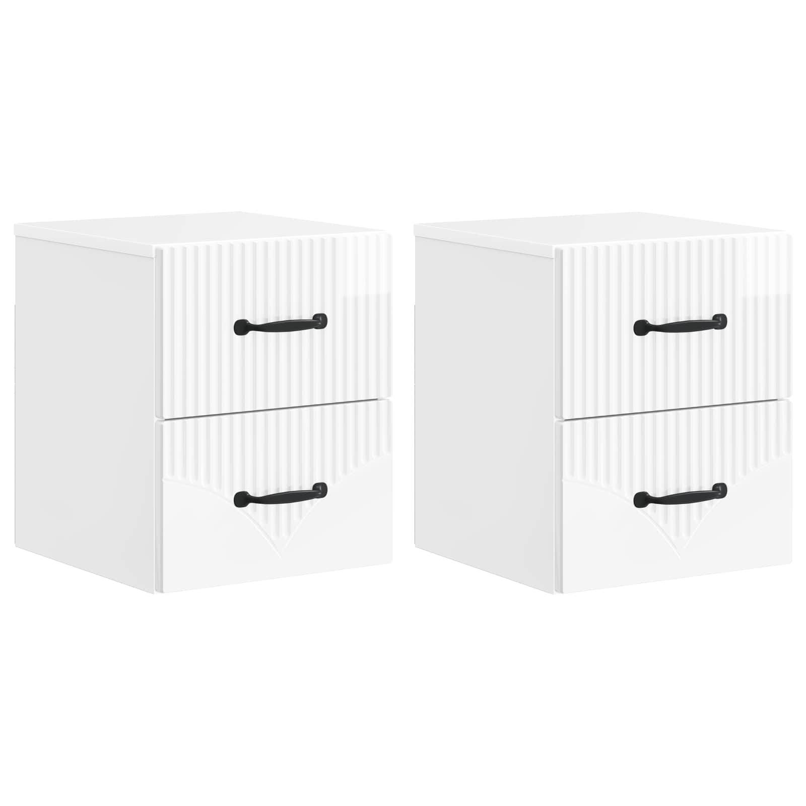 Wandmontierter Nachttisch 2 pcs Hochglanz Weiß Holzwerkstoff