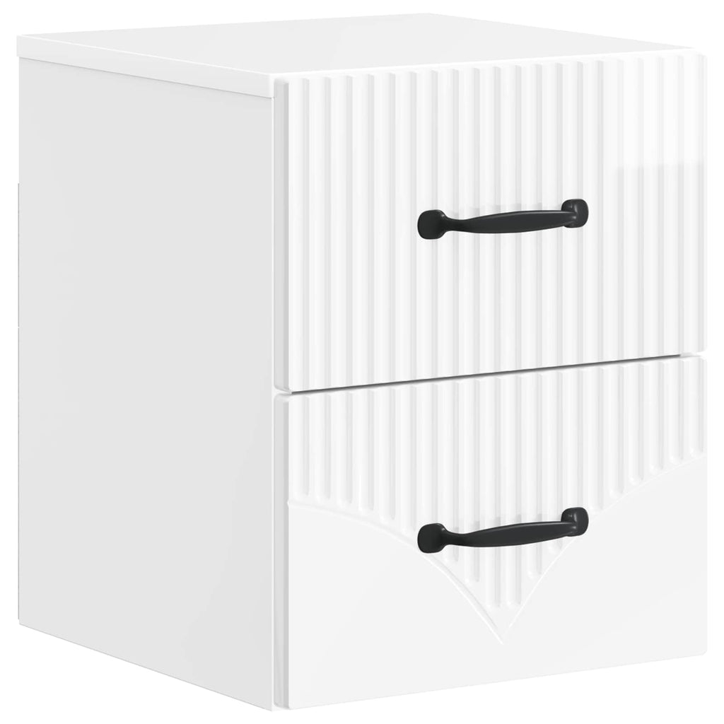 Wandmontierter Nachttisch 2 pcs Hochglanz Weiß Holzwerkstoff