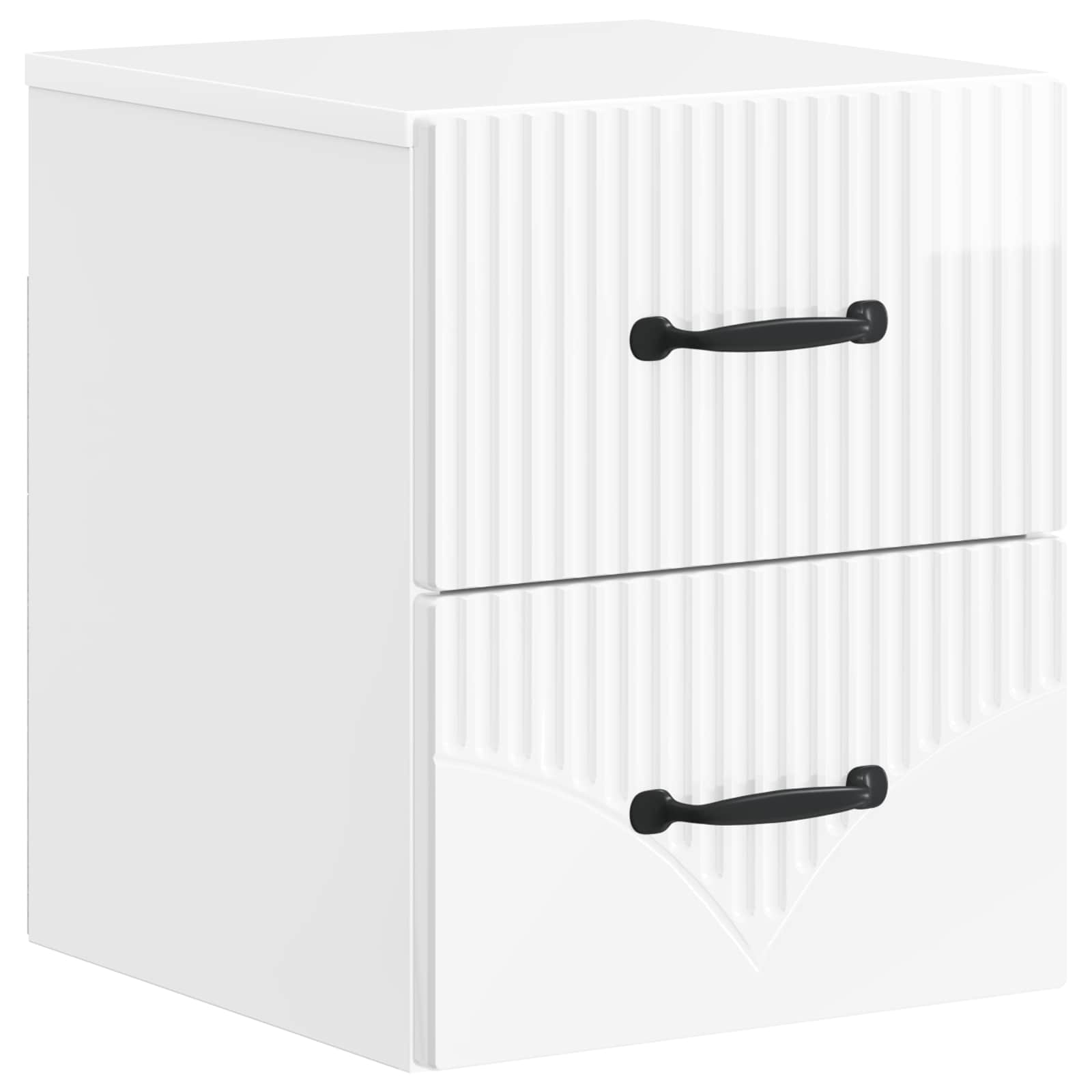 Wandmontierter Nachttisch 2 pcs Hochglanz Weiß Holzwerkstoff