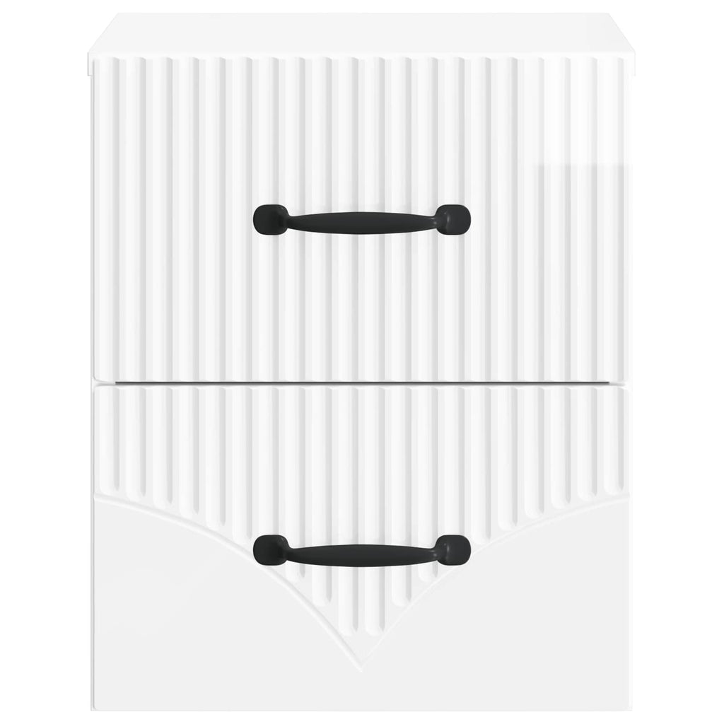 Wandmontierter Nachttisch 2 pcs Hochglanz Weiß Holzwerkstoff