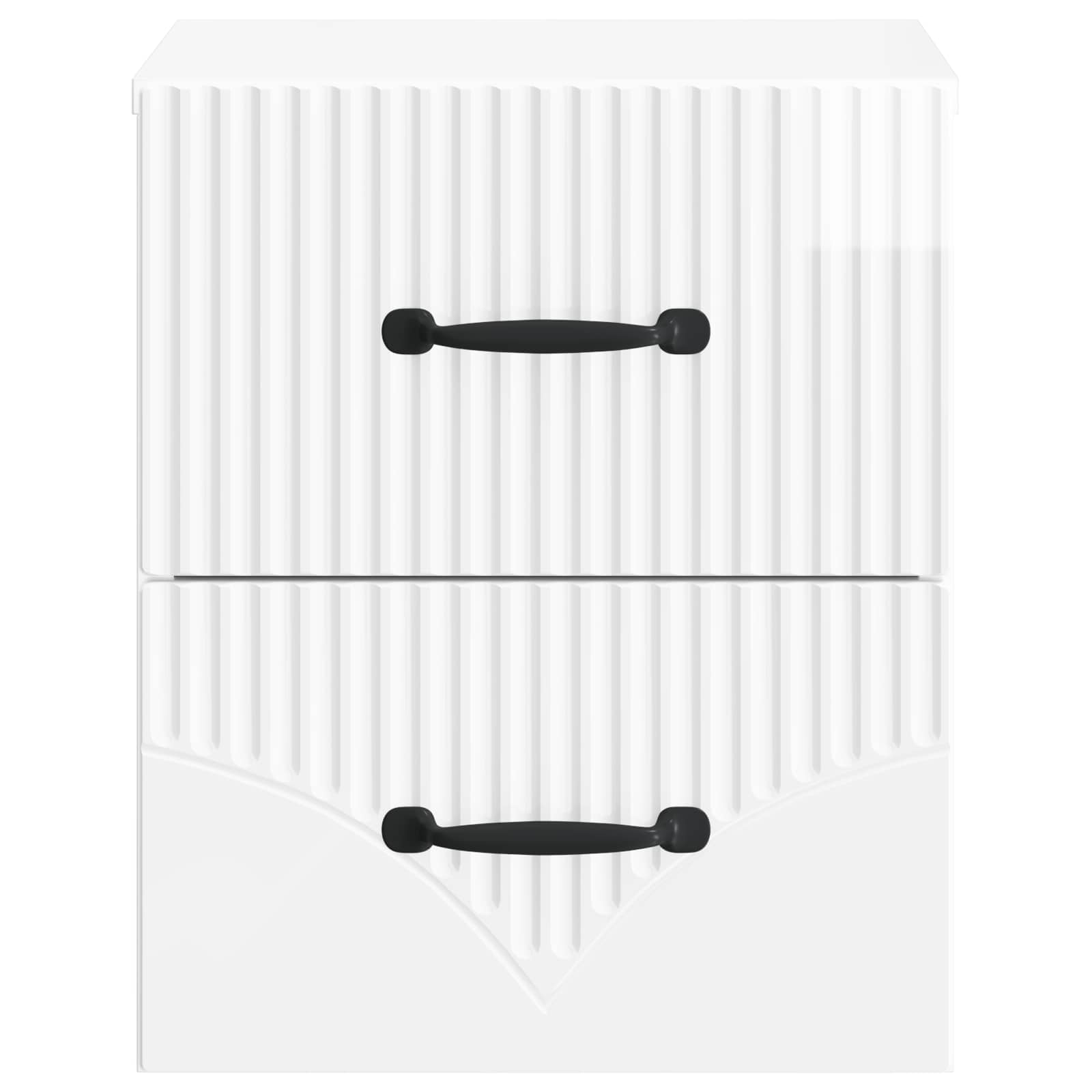 Wandmontierter Nachttisch 2 pcs Hochglanz Weiß Holzwerkstoff