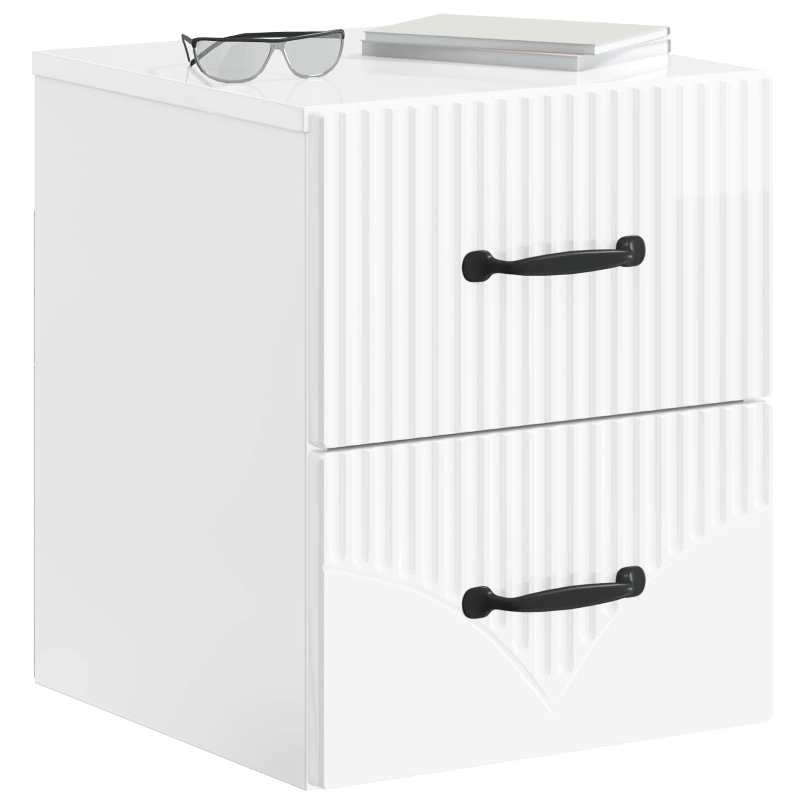 Wandmontierter Nachttisch 2 pcs Hochglanz Weiß Holzwerkstoff