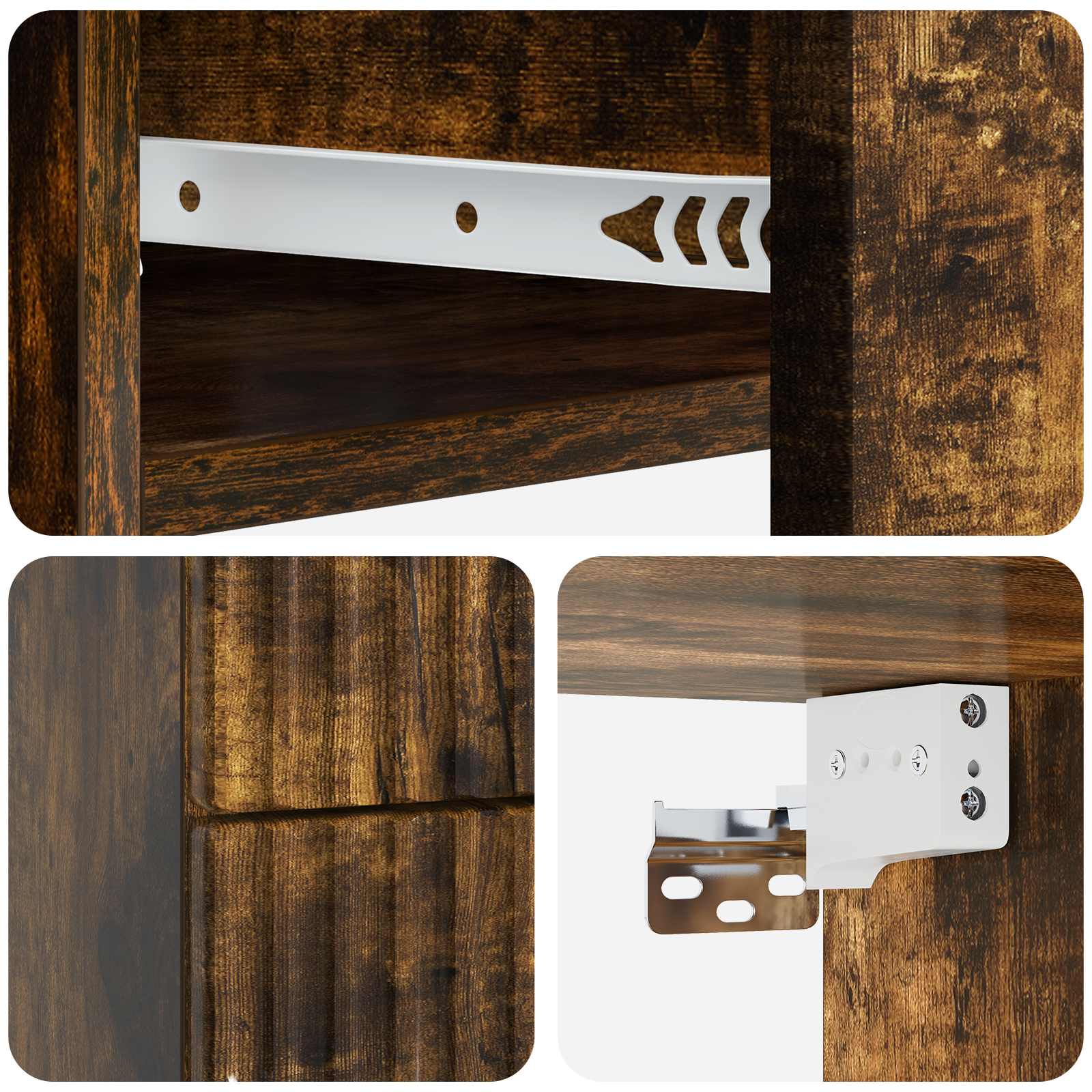 Wandmontierter Nachttisch 2 pcs Geräucherte Eiche Holzwerkstoff