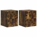 Wandmontierter Nachttisch 2 pcs Geräucherte Eiche Holzwerkstoff